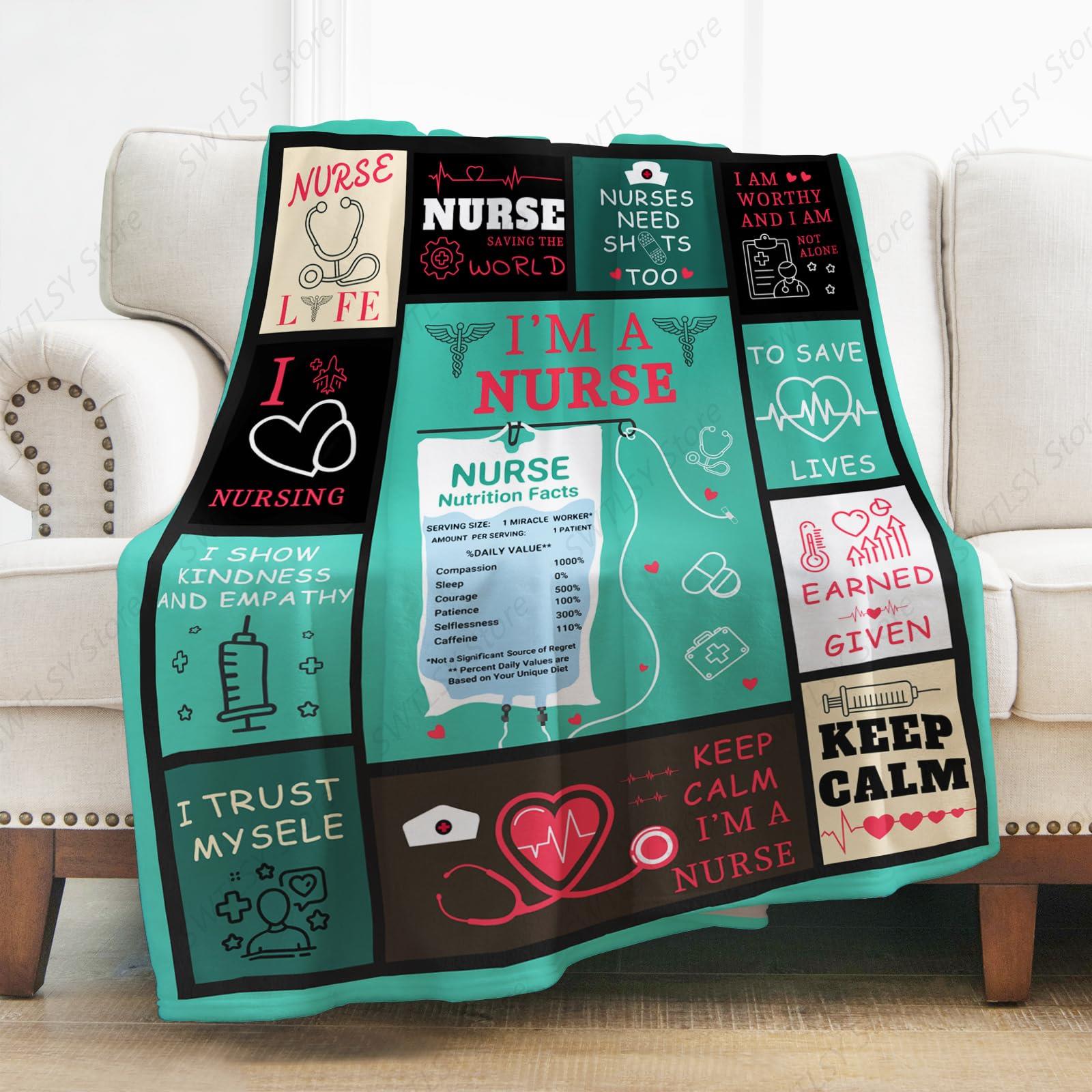 Home Textiles Week - 看護師用ブランケットギフト 女性男性向け、看護師週間ギフトブランケットスロー 毎日の肯定メッセージ入り 60インチ×50インチ、看護師へのLPN/RNギフト