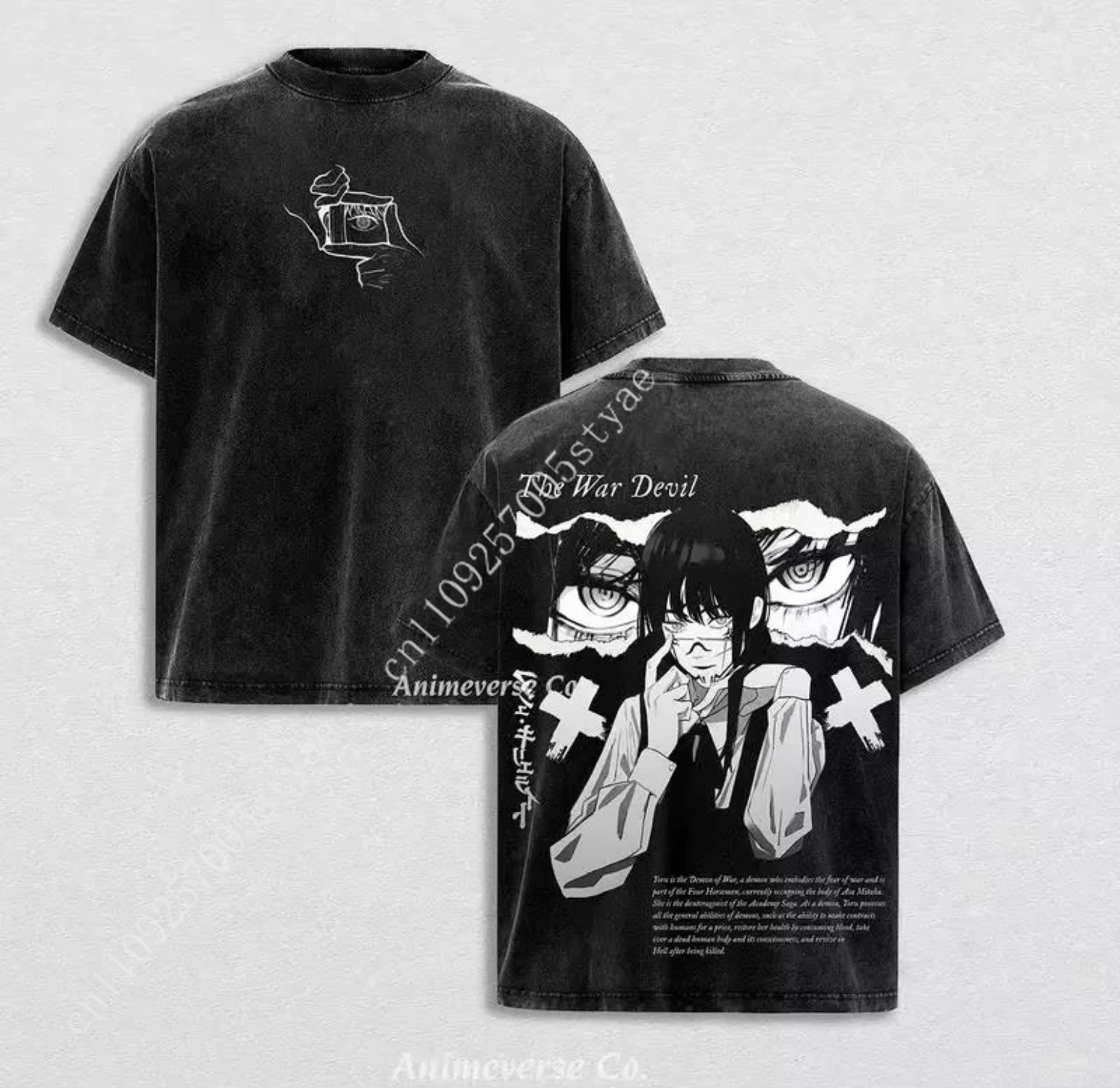 Quilt Cotton Summer - アニメチェーンソーマン三鷹アサグラフィックTシャツメンズ服半袖TシャツウォッシュドコットンTシャツ原宿2026夏Tシャツ