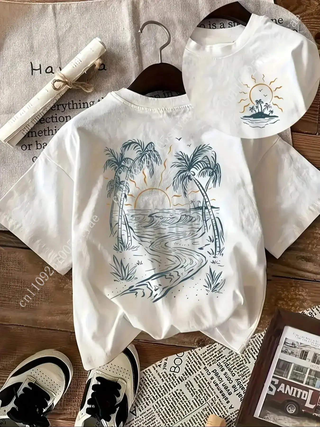Quilt Cotton Summer - レディース ココナッツ ツリー & サン プリント