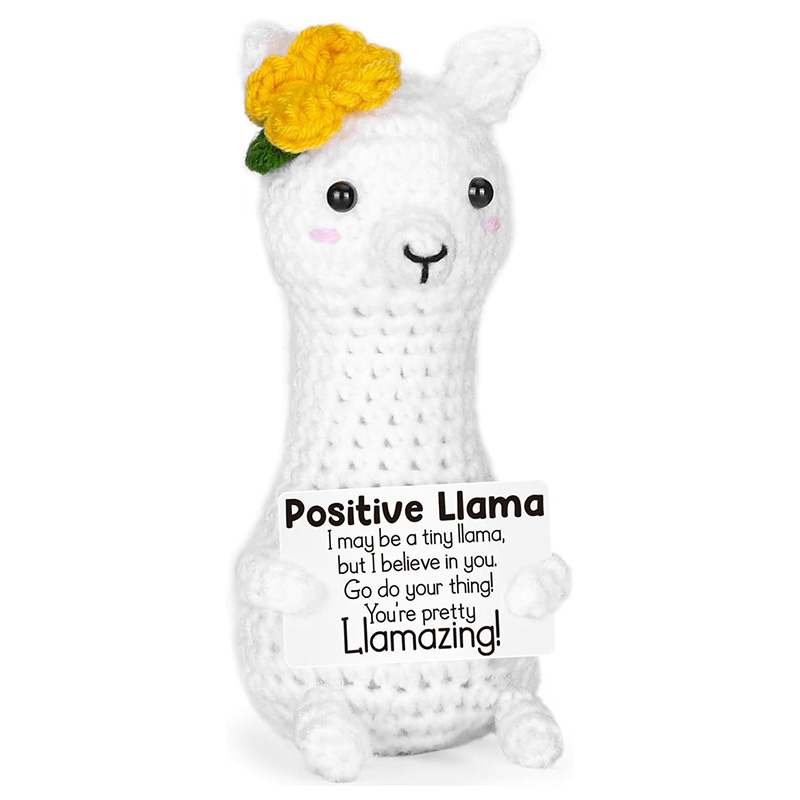 Home Textiles Today - 面白い手作りのラマの編みぐるみ、ポジティブなエネルギーを帯びた可愛い動物のデスクトップオーナメント、感情を支える人形、友達へのプレゼント、家の装飾