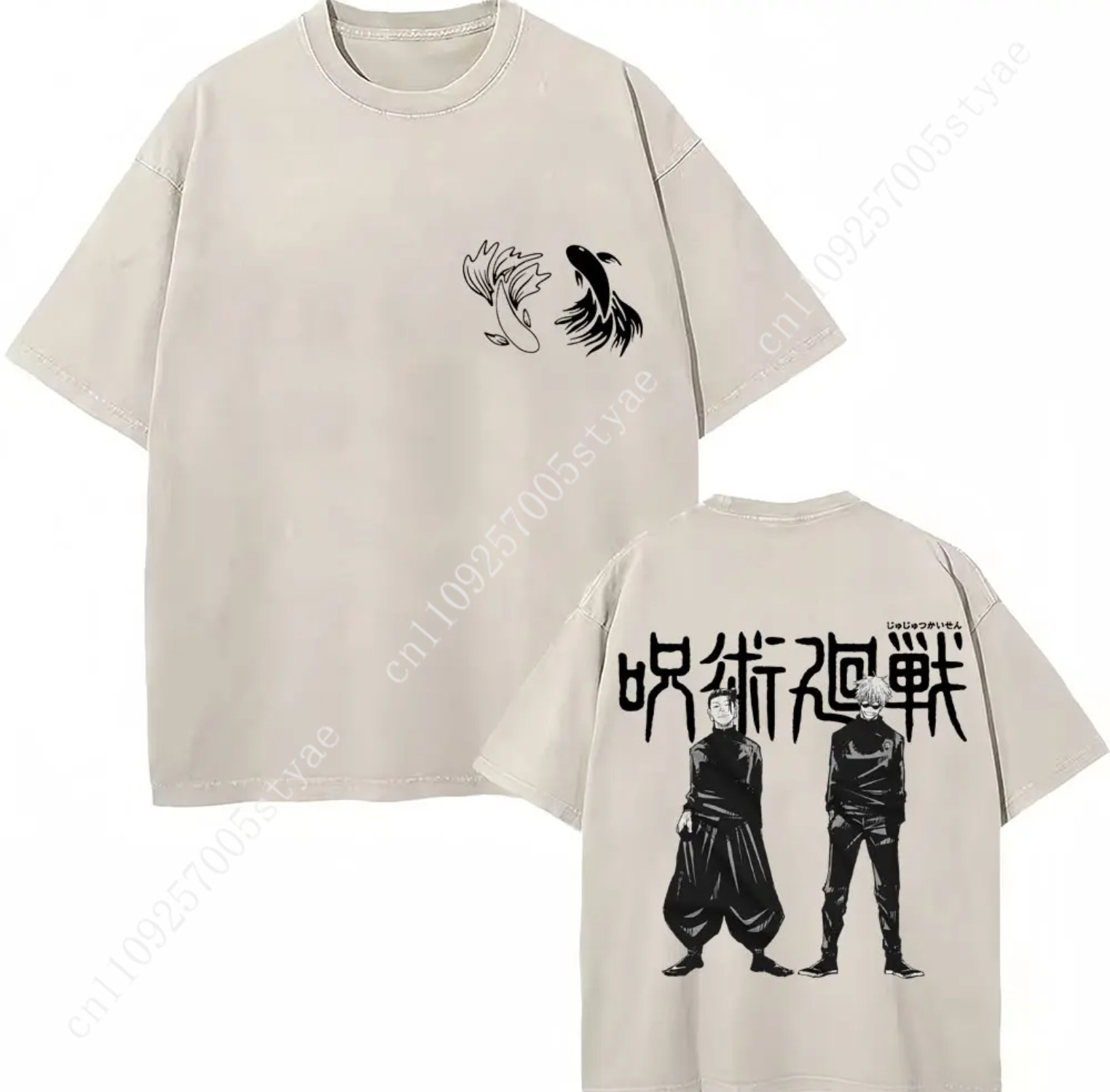 Quilt Cotton Summer - 日本アニメ呪術廻戦ウォッシュドTシャツ五条悟ゲトスグールTシャツカジュアルコットンオーバーサイズ原宿Tシャツファンギフト