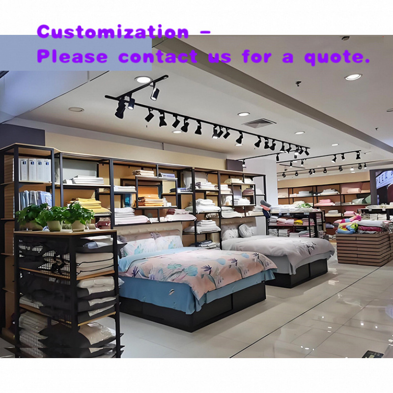 Home Textiles Exhibition - カスタムストアデザイン ホームテキスタイルストア カスタマイズ可能なスチール板棚 寝具4点セット 枕 キルト芯