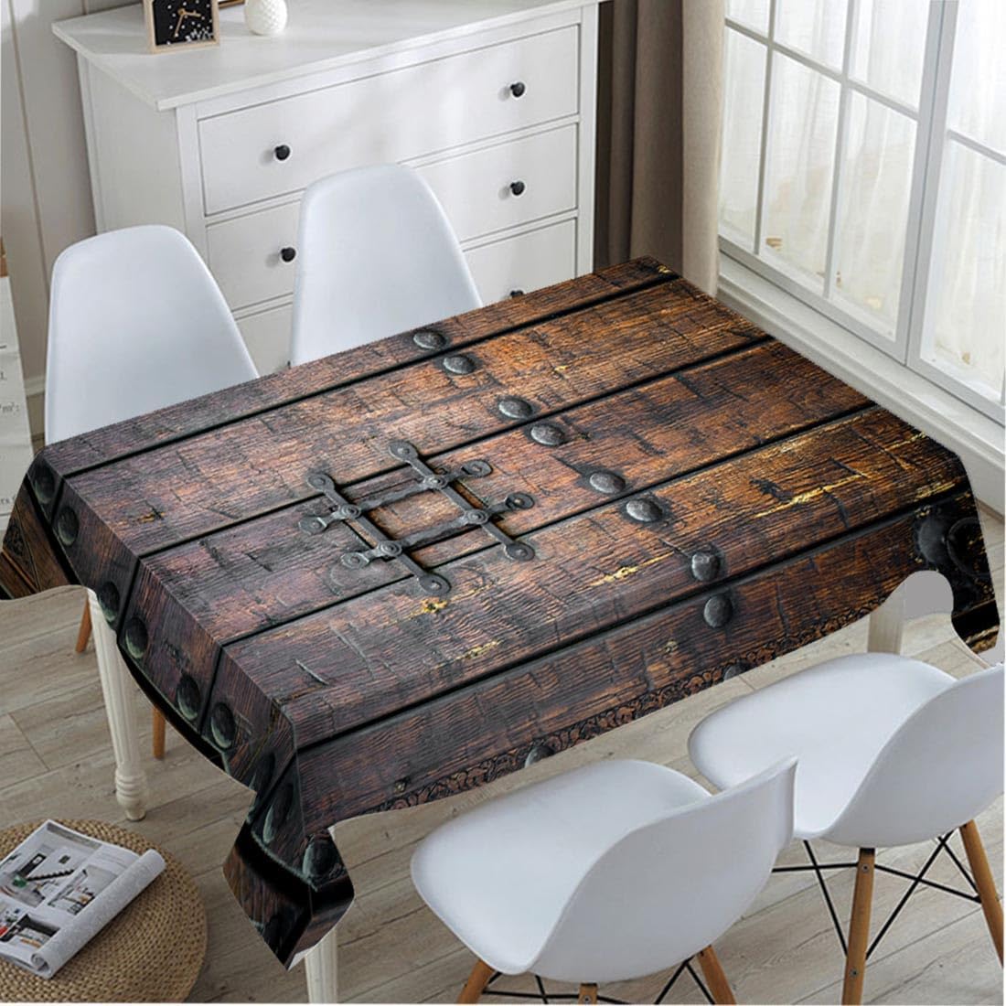 中世の古代木製ドアテーブルクロス、プレミアム建築ゴシックメタ - Home Textiles Premium のレビューと価格
