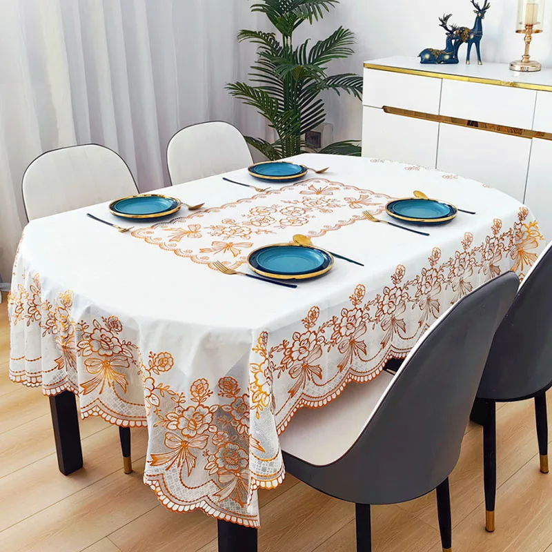 新しい PVC 楕円形防水テーブルクロスヨーロッパの古典的な - Home Textiles News のレビューと価格