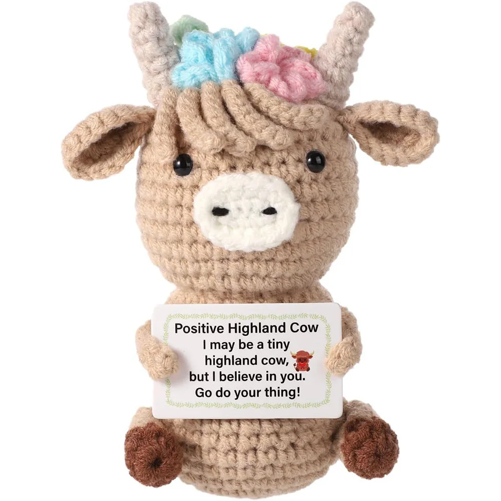 かぎ針編みの感情的な牛のぬいぐるみデコレーションデスクアクセ - Home Textiles Today のレビューと価格