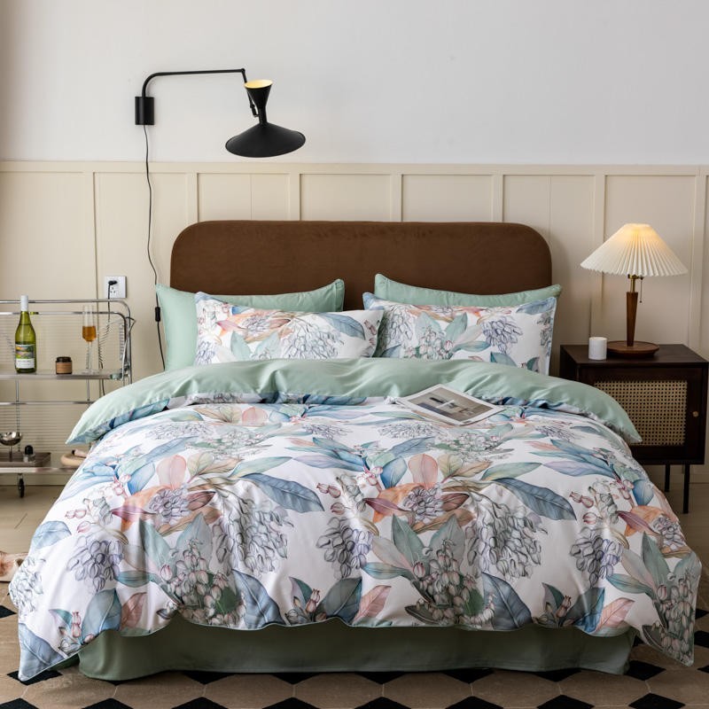 100% エジプト綿鮮やかな葉の花の掛け布団カバーセット超柔 - Home Textiles Premium のレビューと価格