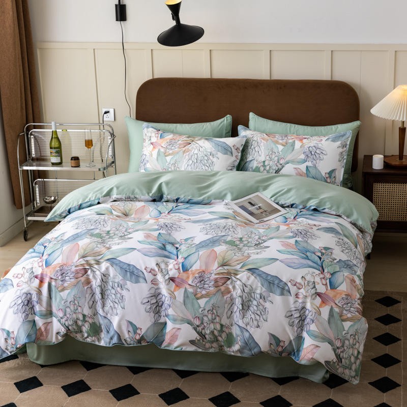 100% エジプト綿鮮やかな葉の花の掛け布団カバーセット超柔 - Home Textiles Premium のレビューと価格