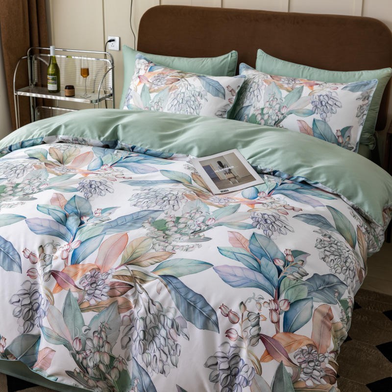 100% エジプト綿鮮やかな葉の花の掛け布団カバーセット超柔 - Home Textiles Premium のレビューと価格