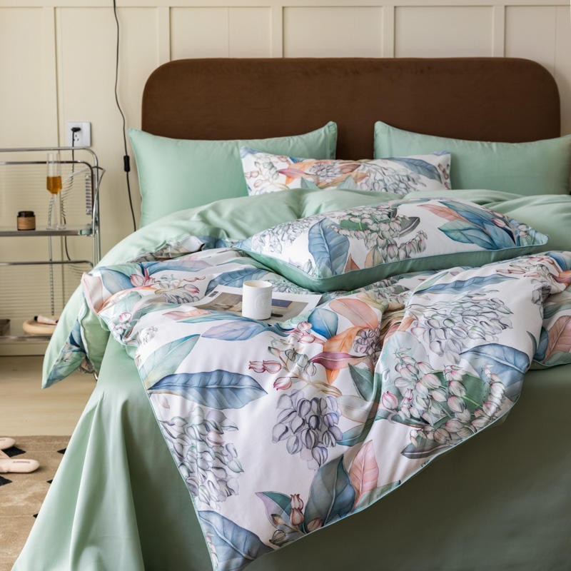 100% エジプト綿鮮やかな葉の花の掛け布団カバーセット超柔 - Home Textiles Premium のレビューと価格