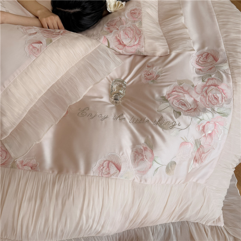 プレミアム1000TCエジプト綿プリンセスレース高級刺繍寝具 - Home Textiles Premium のレビューと価格