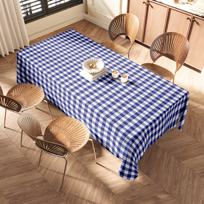クラシックチェック柄テーブルクロス - プレミアム品質のブル - Home Textiles Premium のレビューと価格