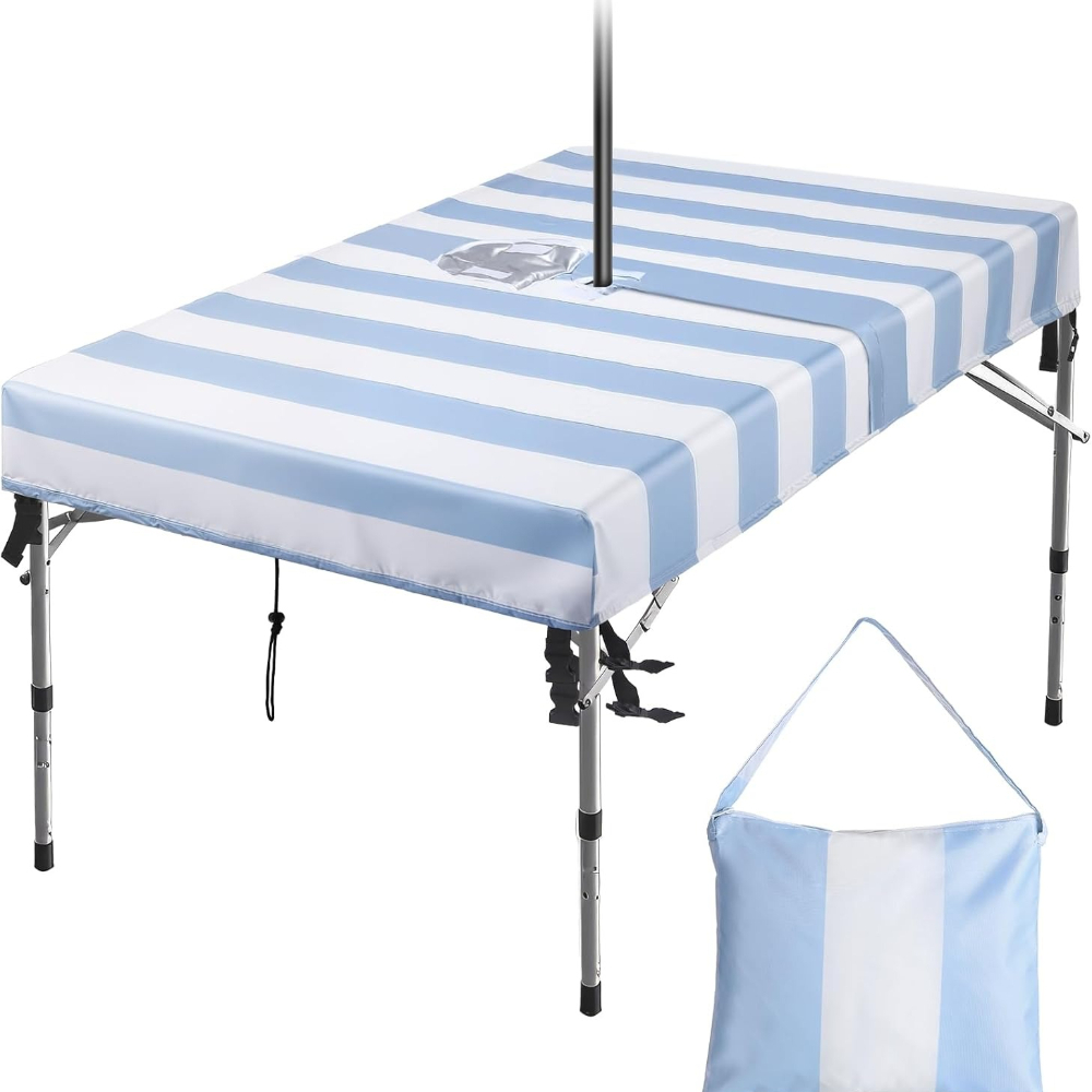 傘穴と巾着付き屋外テーブルクロス ピクニック用防水生地布 ピ - Home Textiles News のレビューと価格