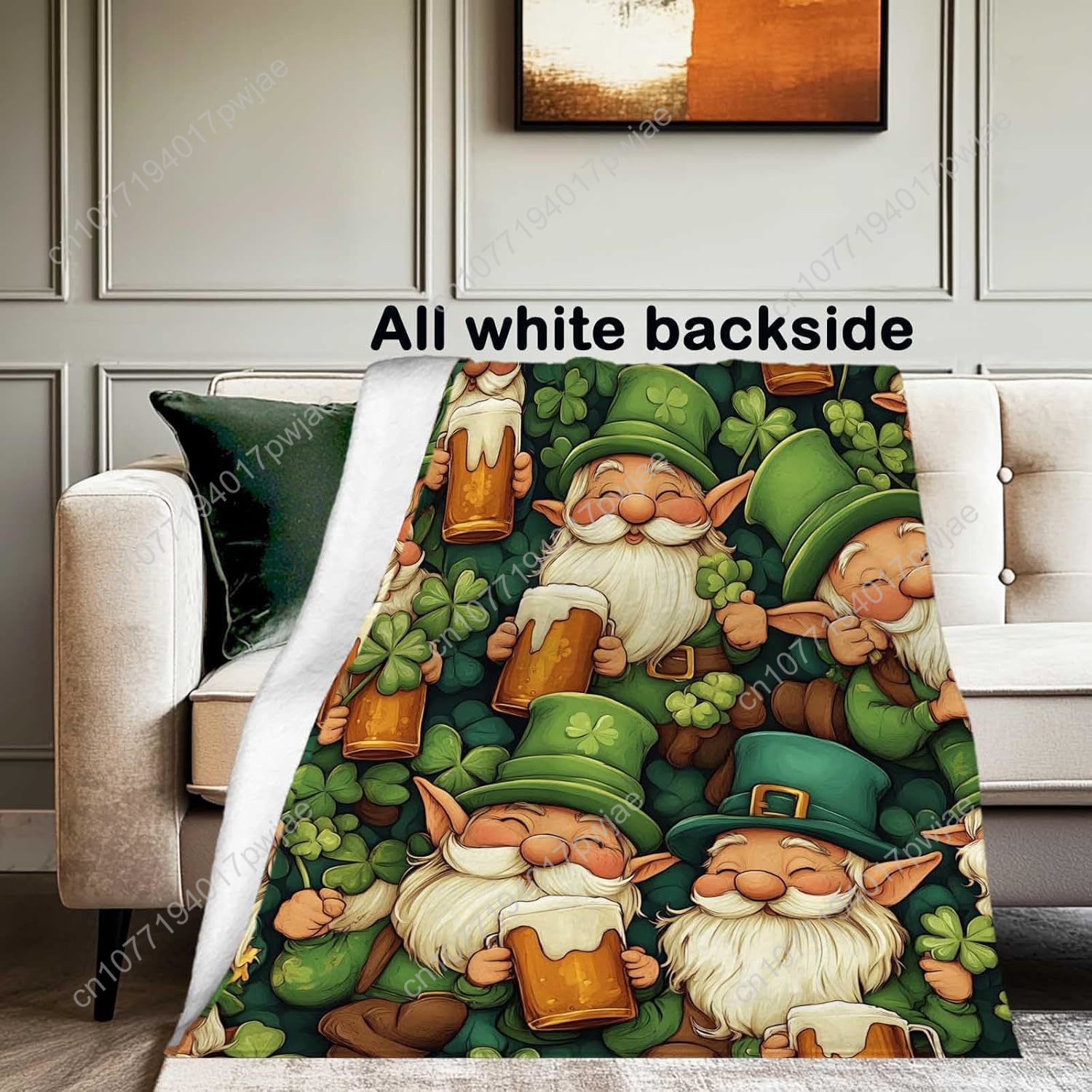 聖パトリックの日ノーム柄スローブランケット、ビールジョッキと - Home Textiles Today のレビューと価格