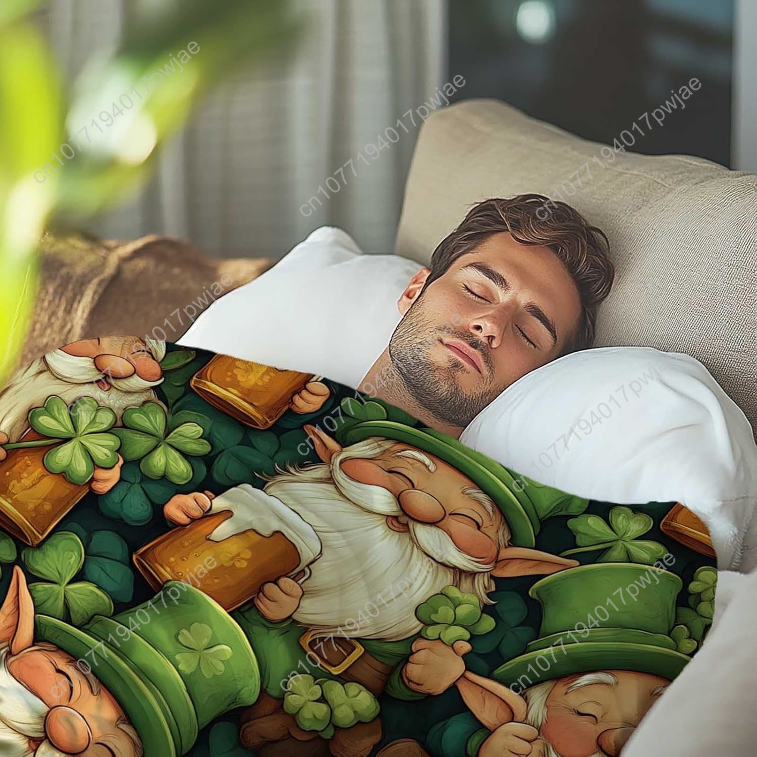 聖パトリックの日ノーム柄スローブランケット、ビールジョッキと - Home Textiles Today のレビューと価格
