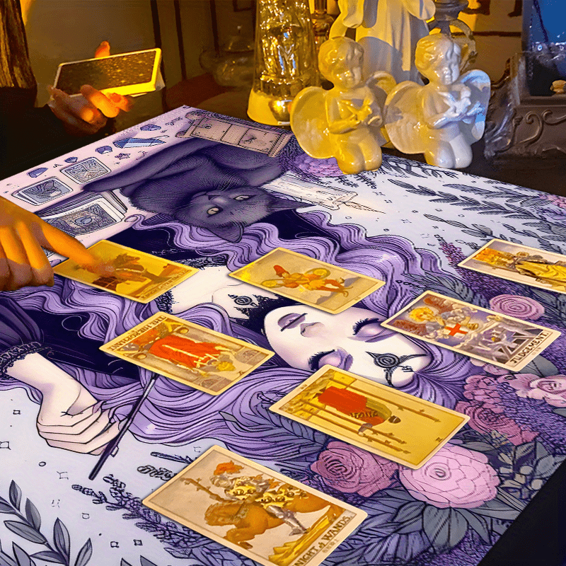 藤魔女テーブルクロスタロット占い黒猫クリスタルラウンドテーブ - Home Textiles News のレビューと価格