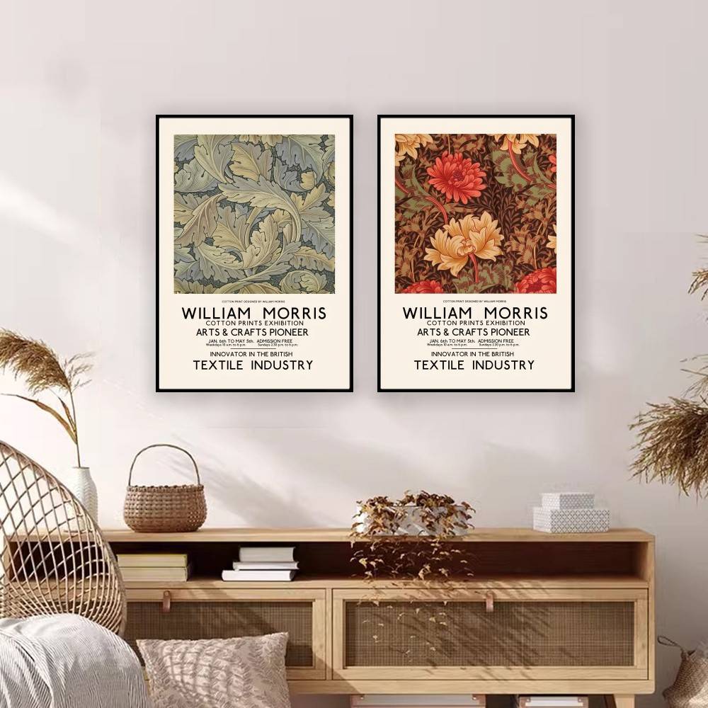 ウィリアムモリスヴィンテージ花柄展示紙ポスター植物の花葉テキ - Home Textiles Exhibition のレビューと価格