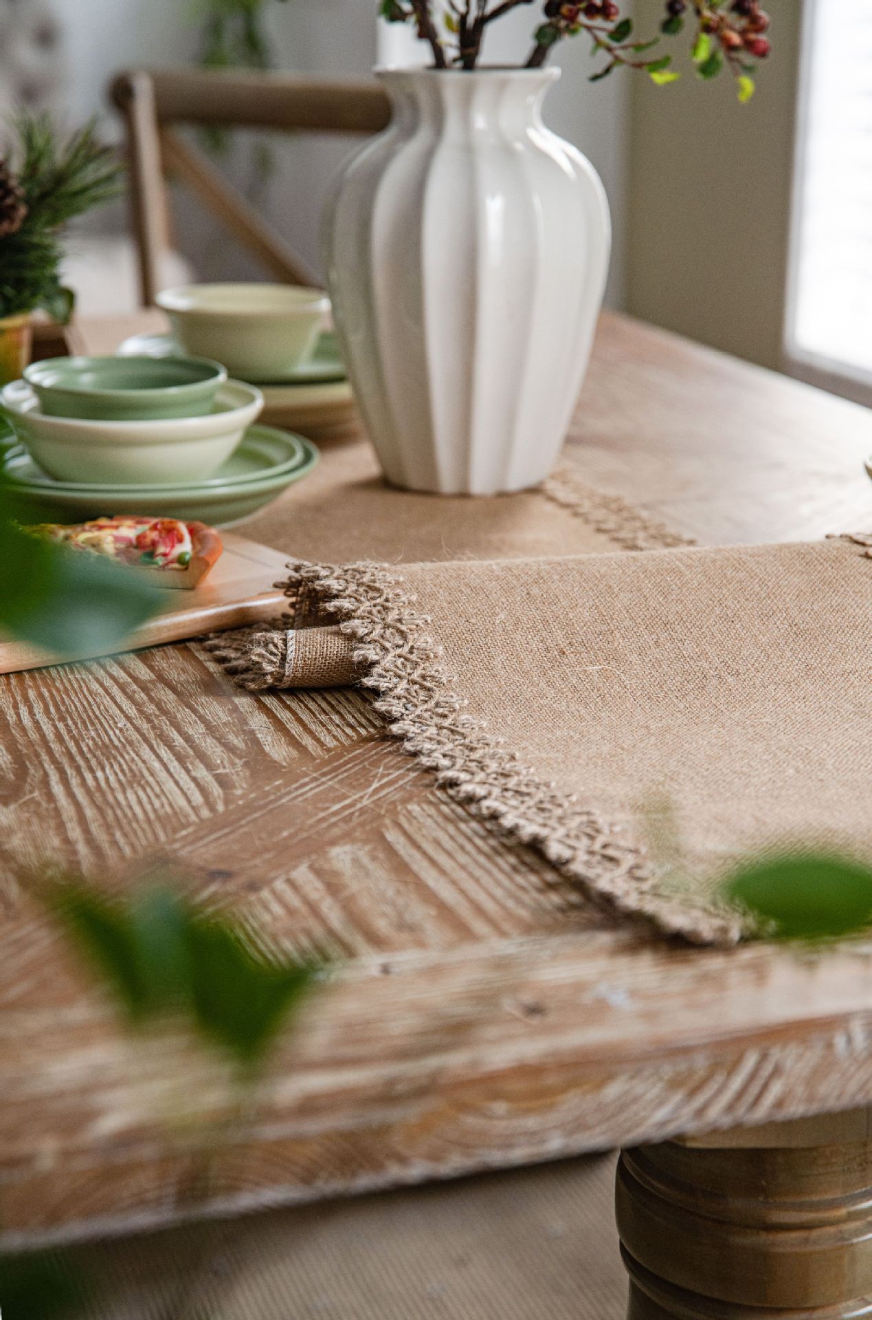 シンプルなレースのテーブルランナー,天然のヴィンテージジュー - Home Textiles News のレビューと価格